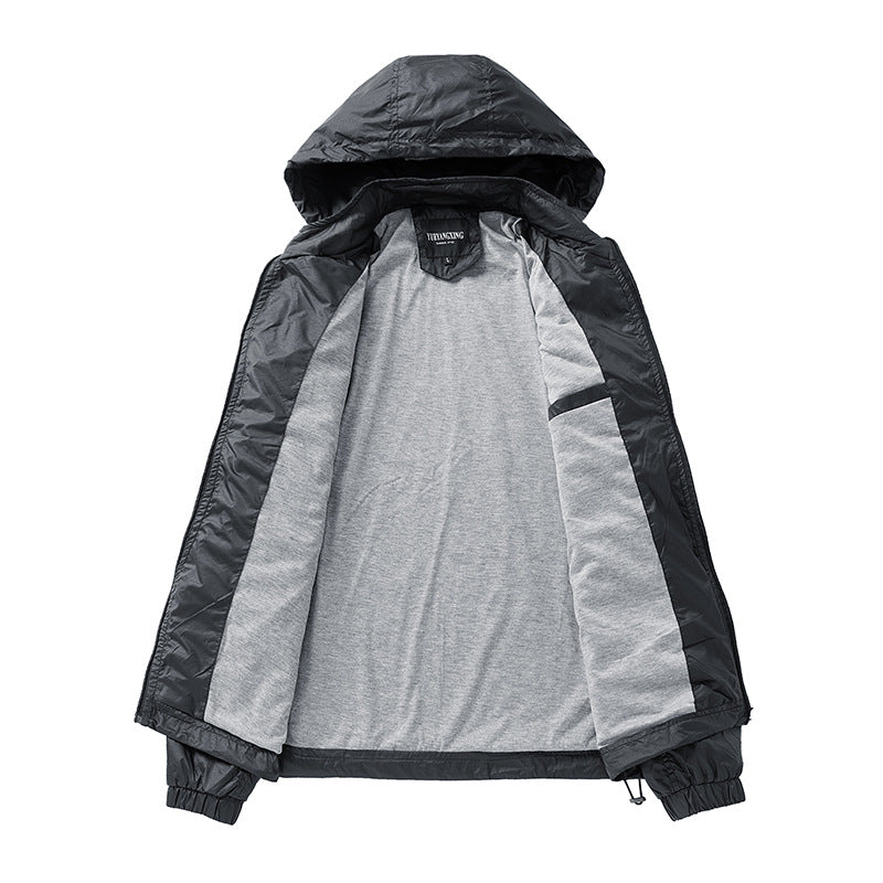 Męski lekki wodoodporny compact packable windbreaker z kaptur