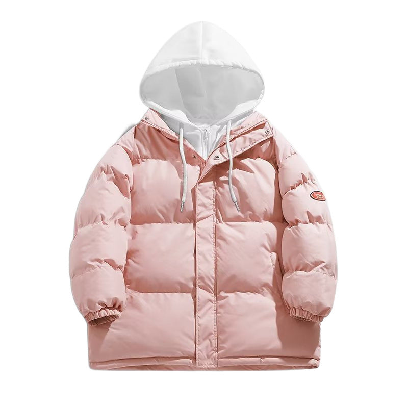 Męski Ocieplany Winter Puffer Kurtka z Two-Layer Kaptur i Elastic Mankiety