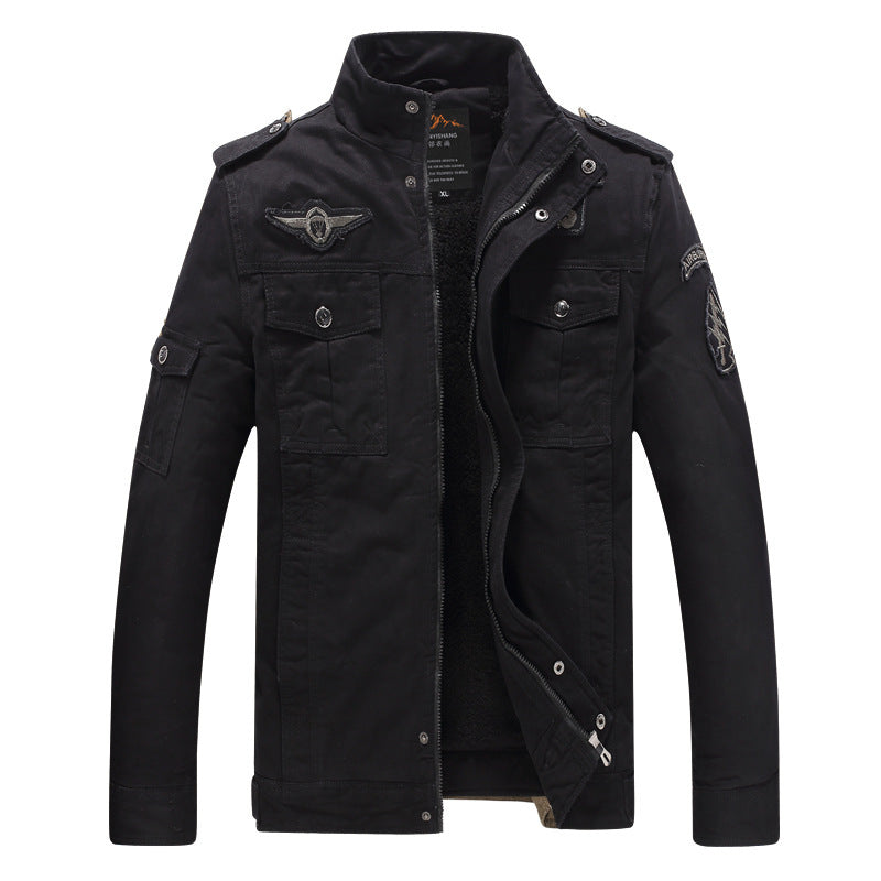 Męski field blazer w aviator stylizacja z polar teddy podszewka i ramienny pagony