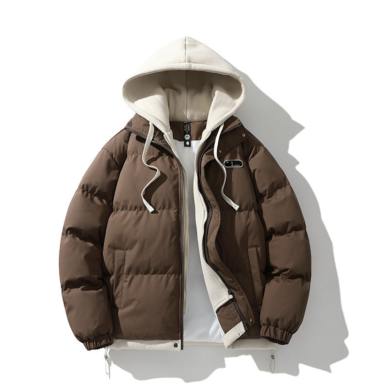 Męska Two-warstwa pikowana kurtka z Removable fleece kapturem i termiczny wsulation