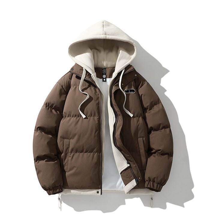 Męska Two-warstwa pikowana kurtka z Removable fleece kapturem i termiczny wsulation