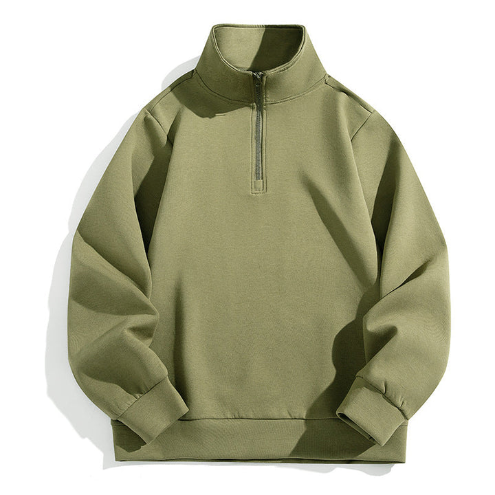 Męska Oversize Krótki zamek Bluza z Wysoki Stójka, Heavy French Terry i Minimalistyczny Fason