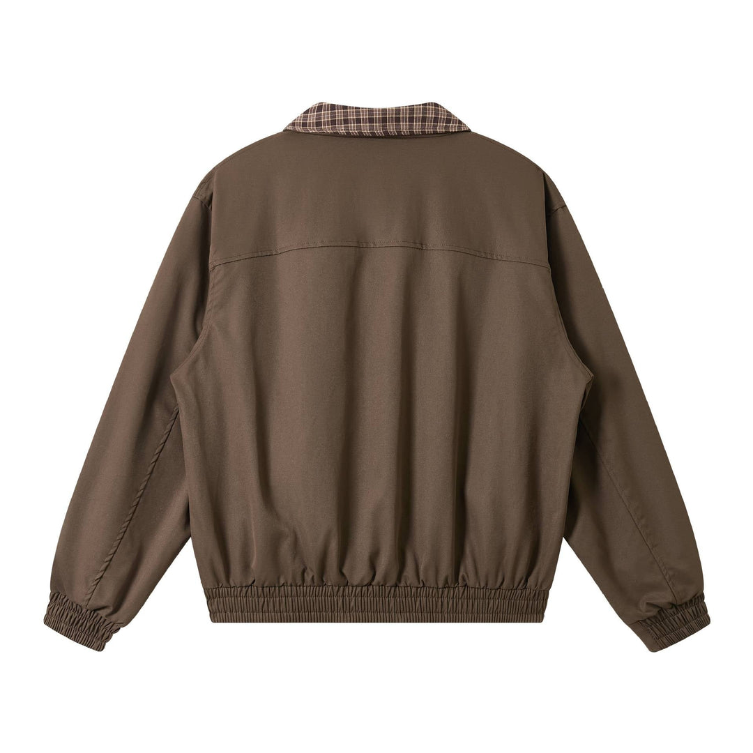Męska Oversize Blouson kurtka z krata kołnierzem i kieszeniami z patkami