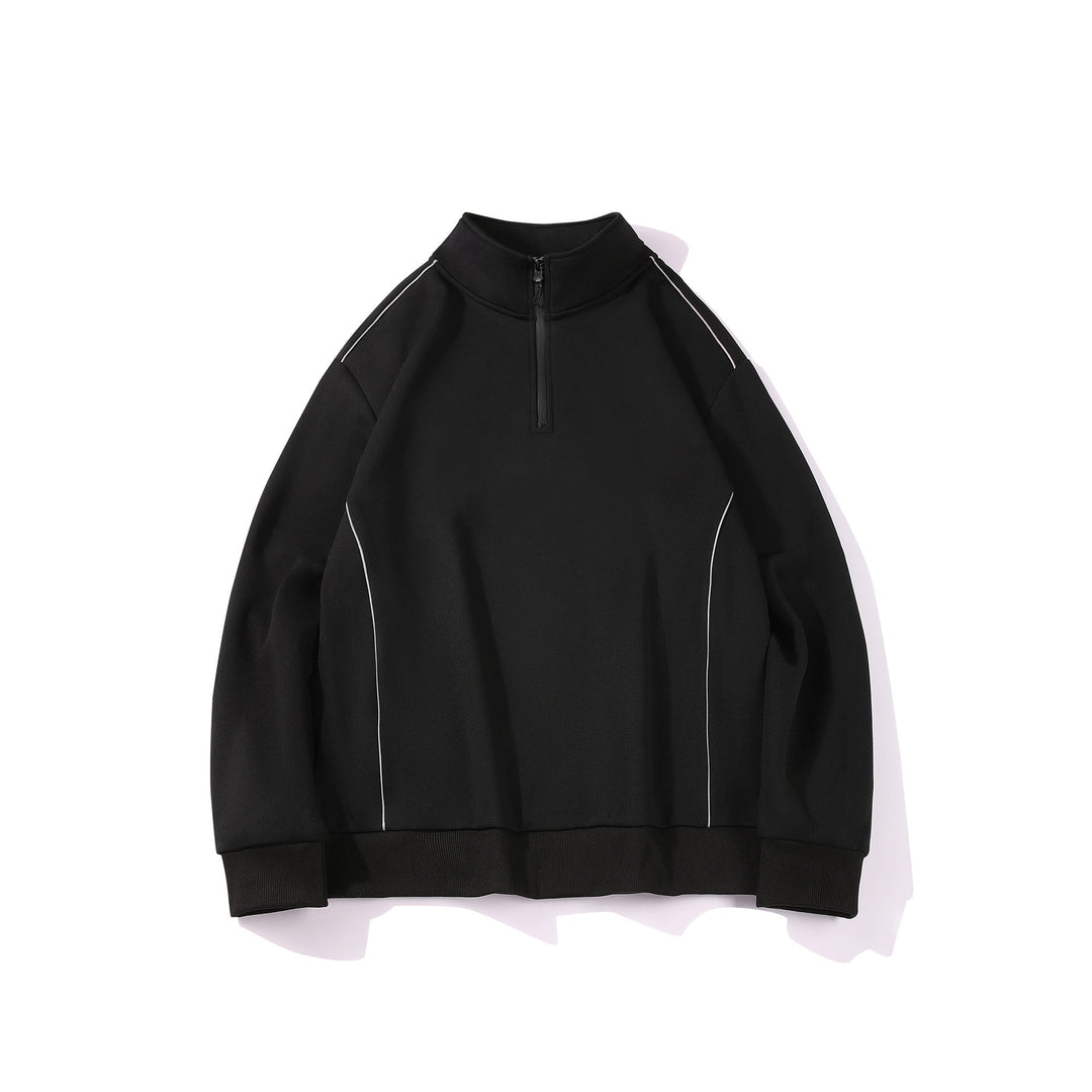 Herren Halfzip-Bluza mit Stehkragen, reflektierenden Kedernähten und geripptem Saum