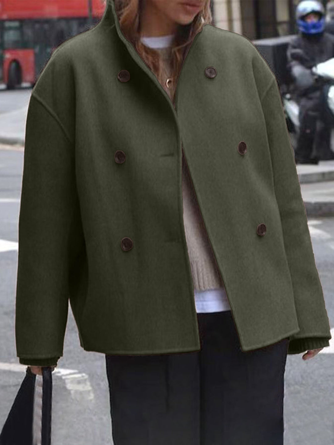 Oversize moda kurtka z guzik zapięcie