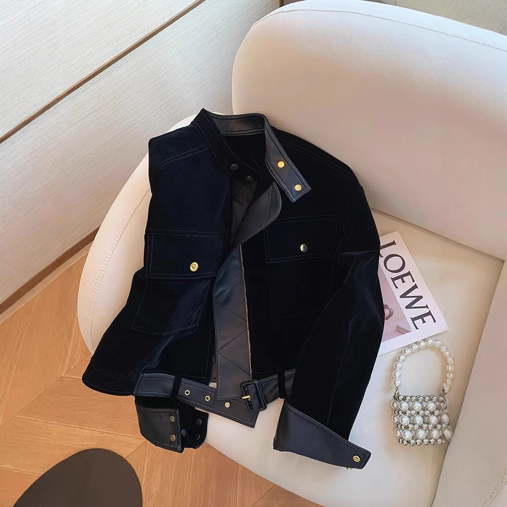 Damska Stylish weluroway Transitional kurtka z Leather Accents Lumaza