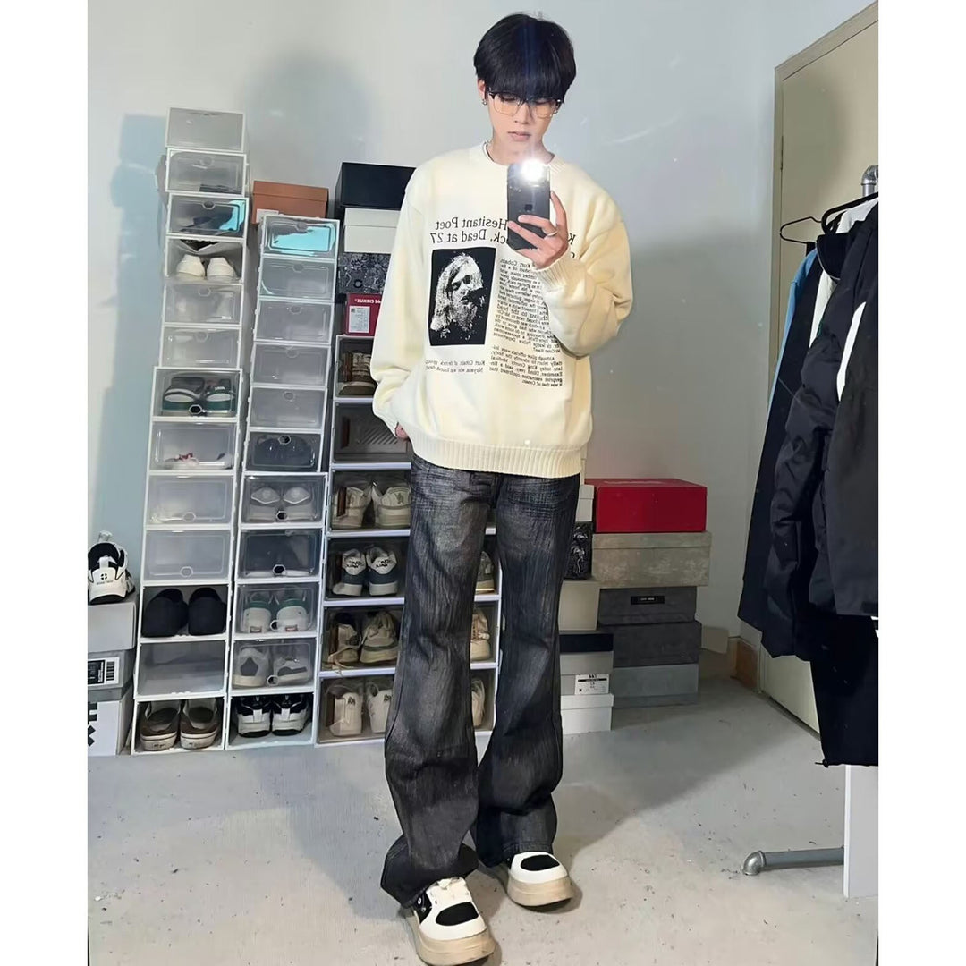 Męska Codzienny Oversize Sweter z Graficzny Print