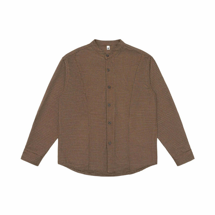Unisex Oversize kurtka koszulowa z Stójka, Glen wzór w kratę i zaokrąglony Dół