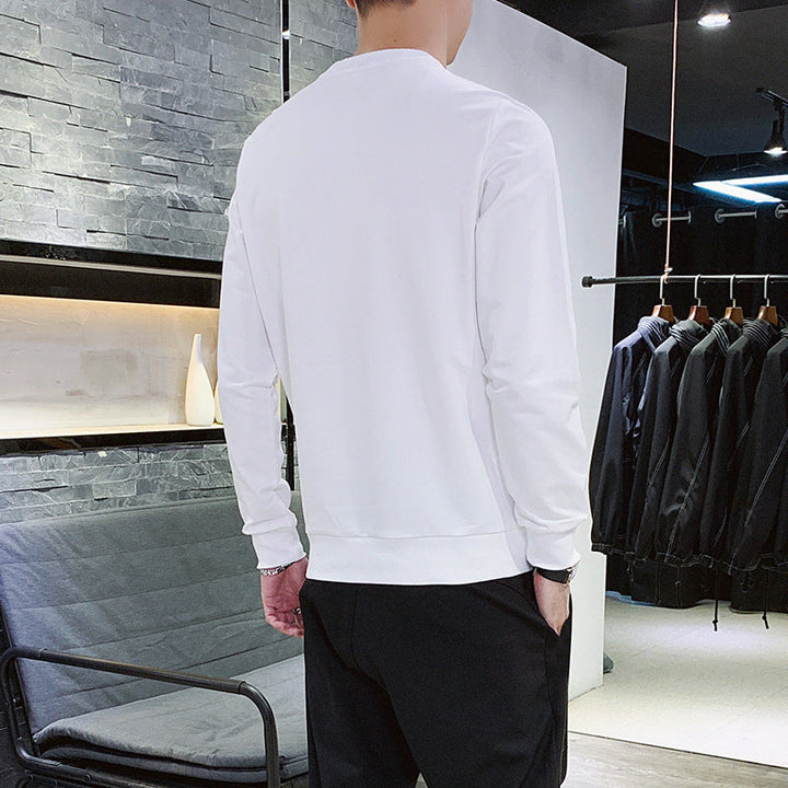Męska Crewneck Bluza z Kontrastowa lamówka i Dopasowany Sylwetka