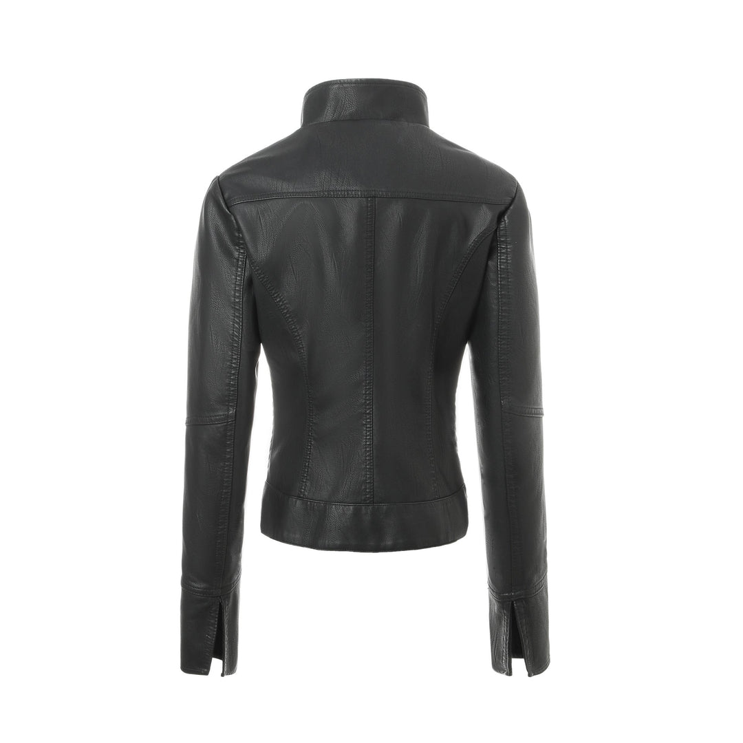 Damska taliowana Leather kurtka z ze stójką i pikowana Panels Lumaza