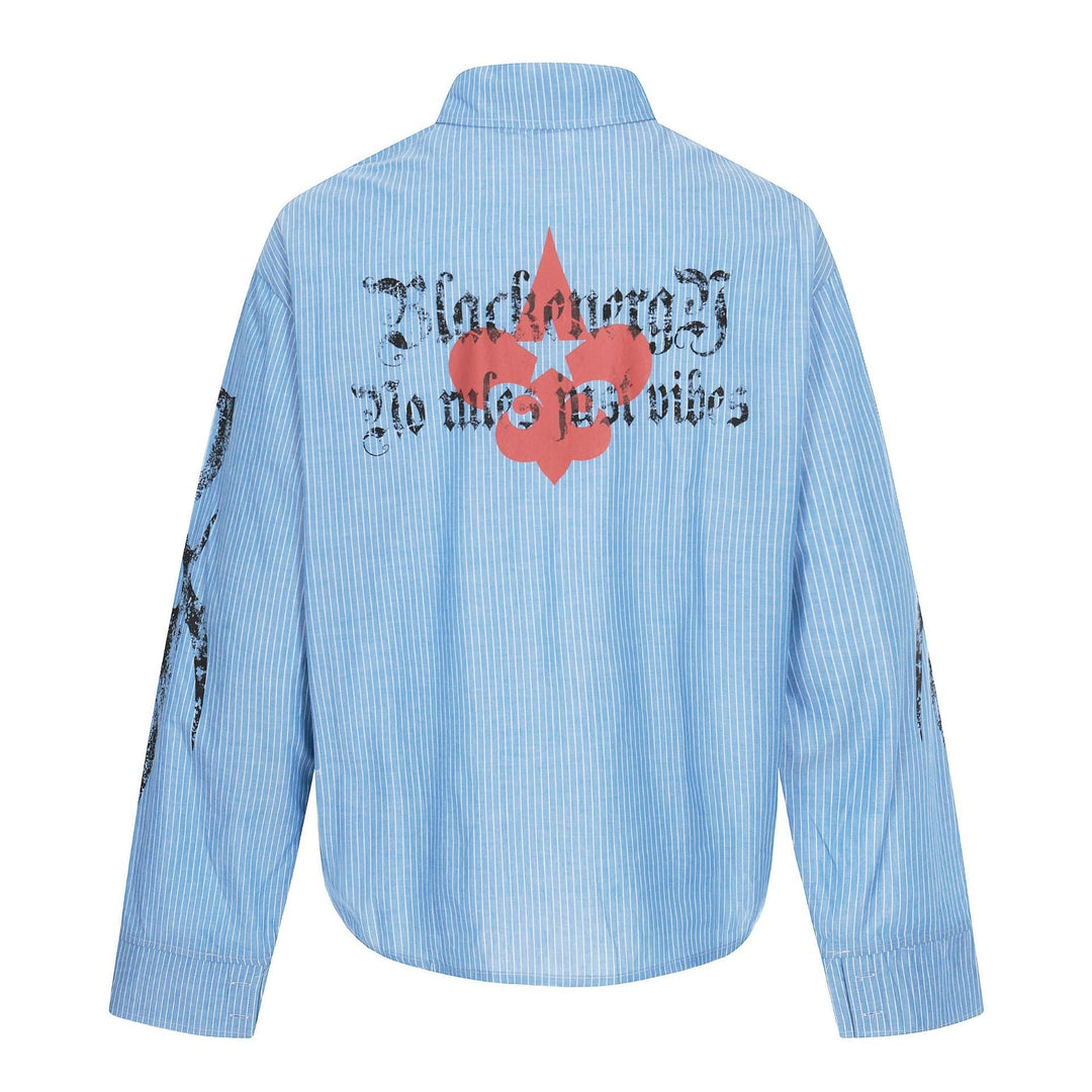 Unisex Oversize Kurtka koszulowa z Patch Kieszenie na piersi i Ozdobny Print Detale