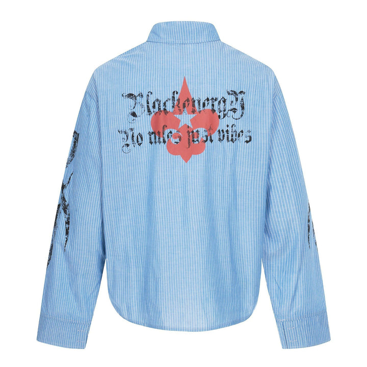 Unisex Oversize Kurtka koszulowa z Patch Kieszenie na piersi i Ozdobny Print Detale