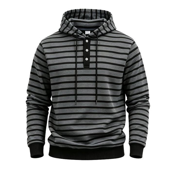 Męska z kapturem sweter z Listwa guzikowa i trendy stripe Wzór
