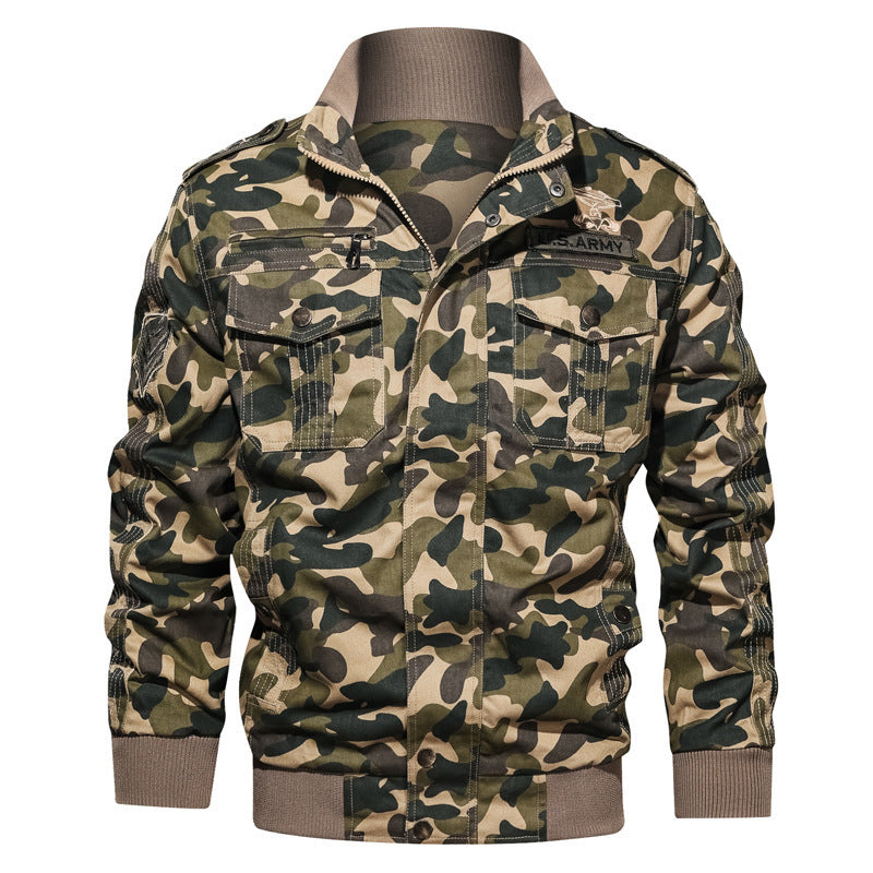 Męski Camouflage Field Blouson w Miejski Military Styl z Ribbed Mankiety i Wiele Kieszenie