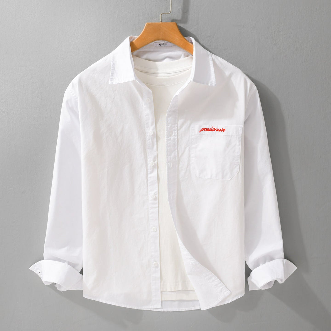 Męski Relaxed-Fit Bawełna Koszula wierzchnia z Embroidery on Kieszeń na piersi