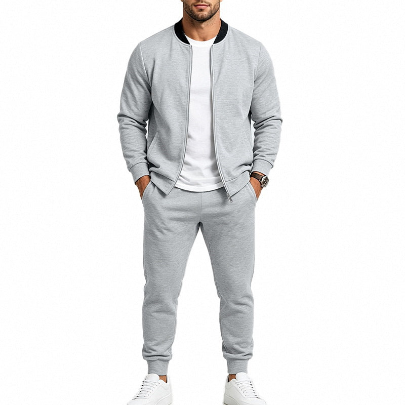 Męska sweat set wykonana z miękki sweat tkanina z kurtka bomberka i tapered jogging spodnie