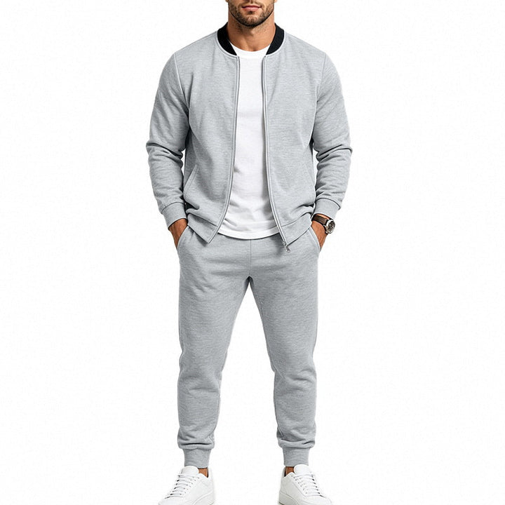 Męska sweat set wykonana z miękki sweat tkanina z kurtka bomberka i tapered jogging spodnie
