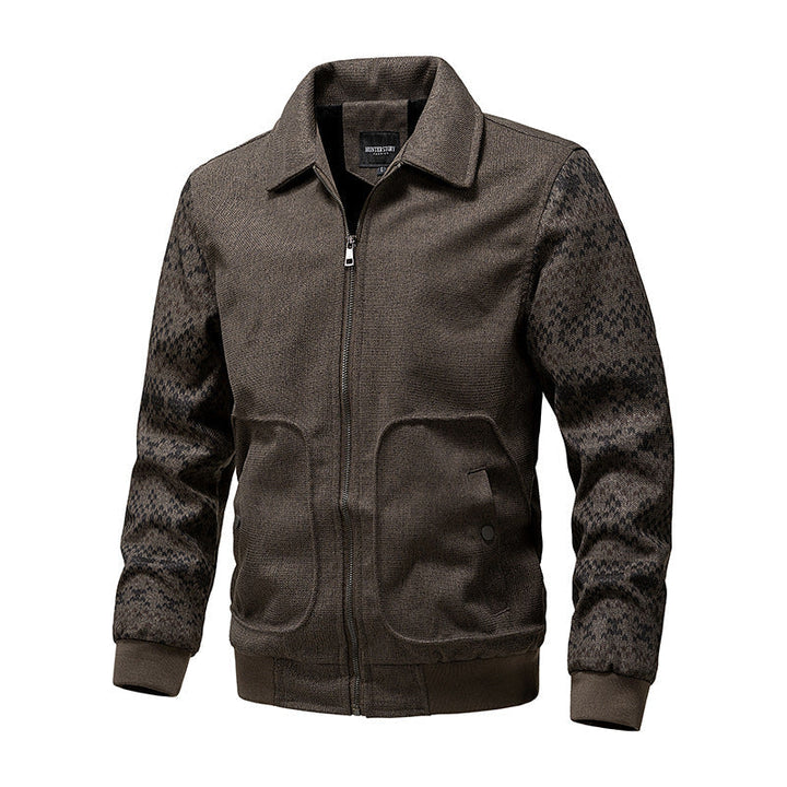 Męski zip-up knit kurtka z Norwegian rękawy
