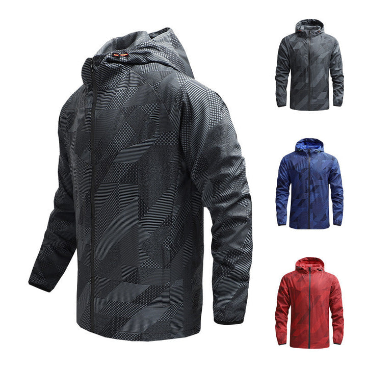 Męska lekka Geometric Wwdbreaker z kapturem i oddychająca funkcjonalne materiał