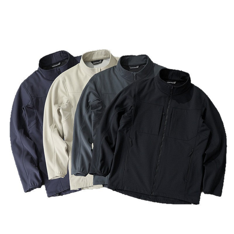 Męska Technical softshell kurtka z stójką i ukryty zamkiem kieszeniami