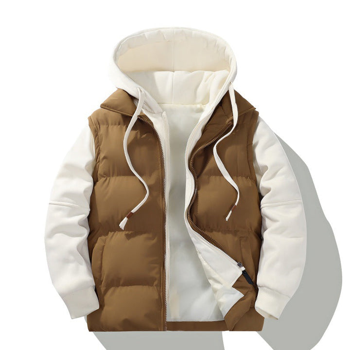 Męska two-layer z kapturem kurtka pikowana z detachable padding i miękki rękaw panels