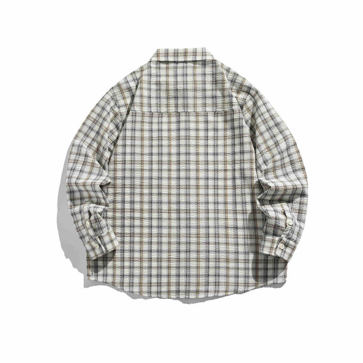 Damskie Oversize checkered kurtka koszulowa z pikowana structure