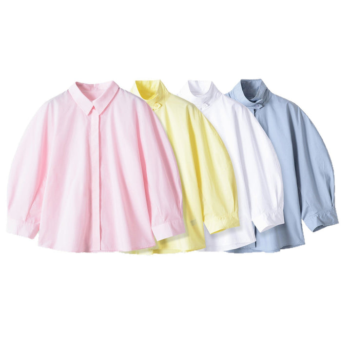 Damska oversize krótka kurtka z ze stójką i Wide Raglan rękawami Lumaza