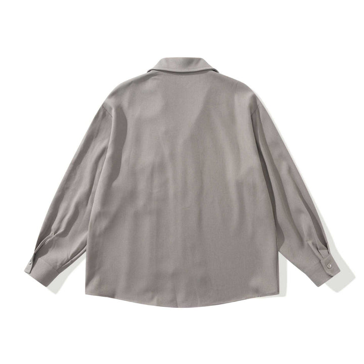 Unisex Oversize Kurtka koszulowa z Open Notch Kołnierz i Klatka piersiowa Kieszeń
