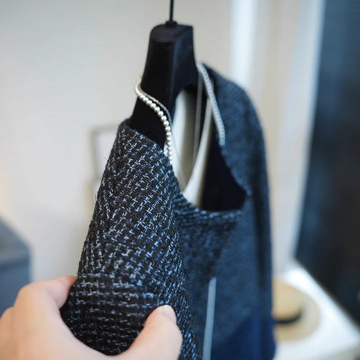 Damska elegancka krótka kurtka z Textured Fabric Drune