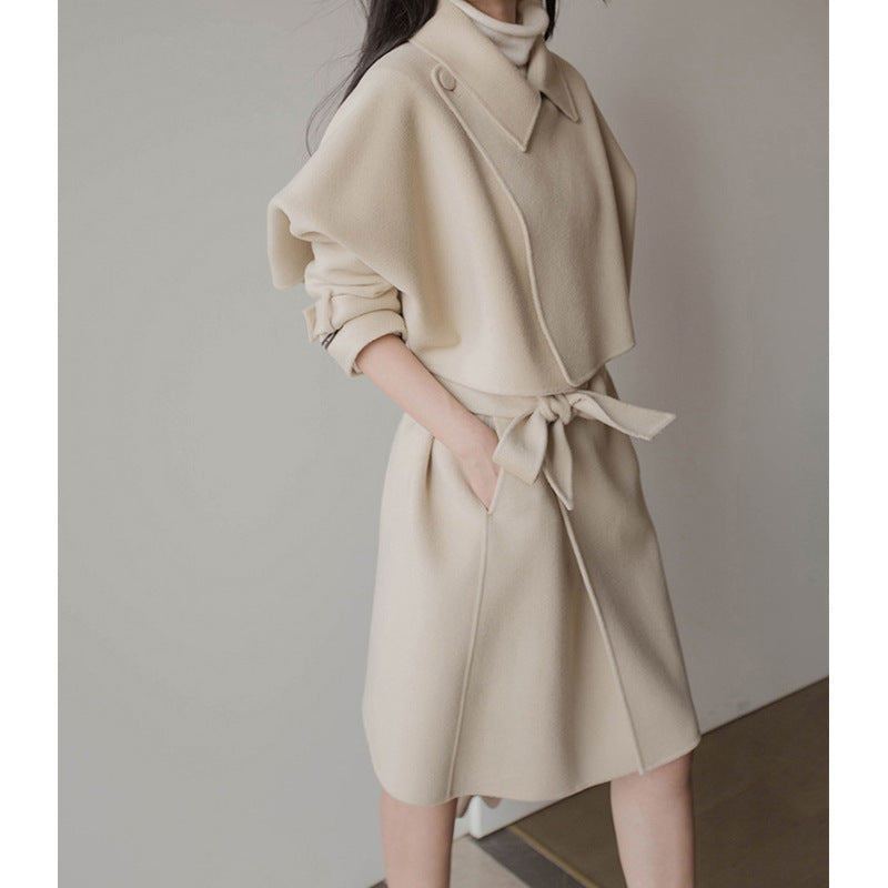 Damska elegancka Transitional kurtka z Waist paskiem Drune
