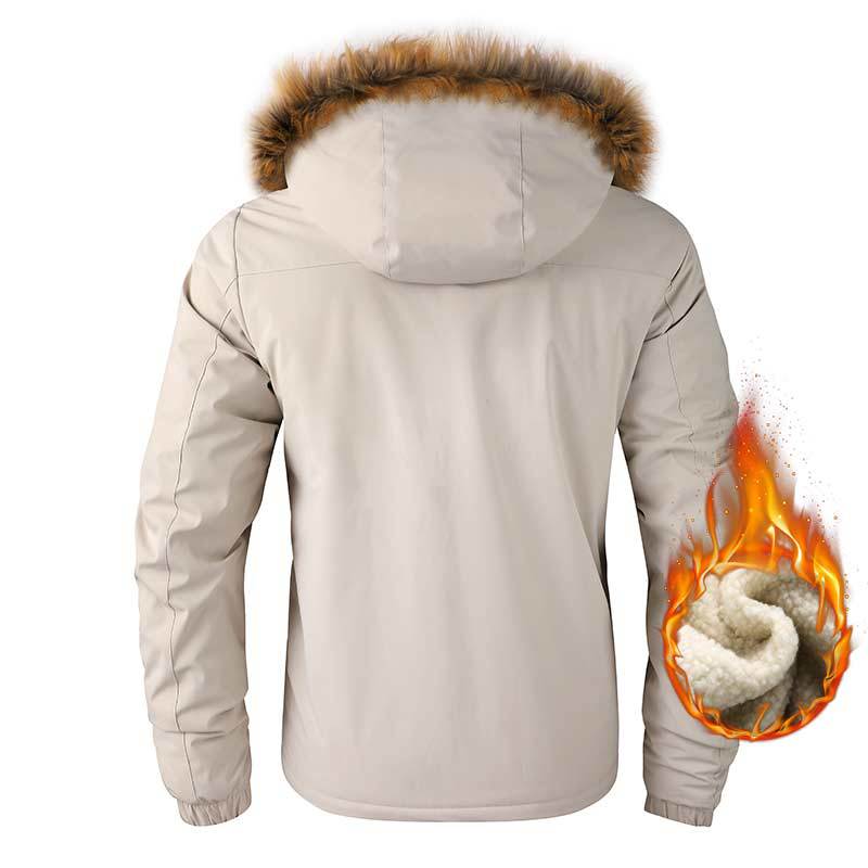 Męska Arctic-wspired funkcjonalne parka z teddy lwwg i removable imitacja fur kapturem