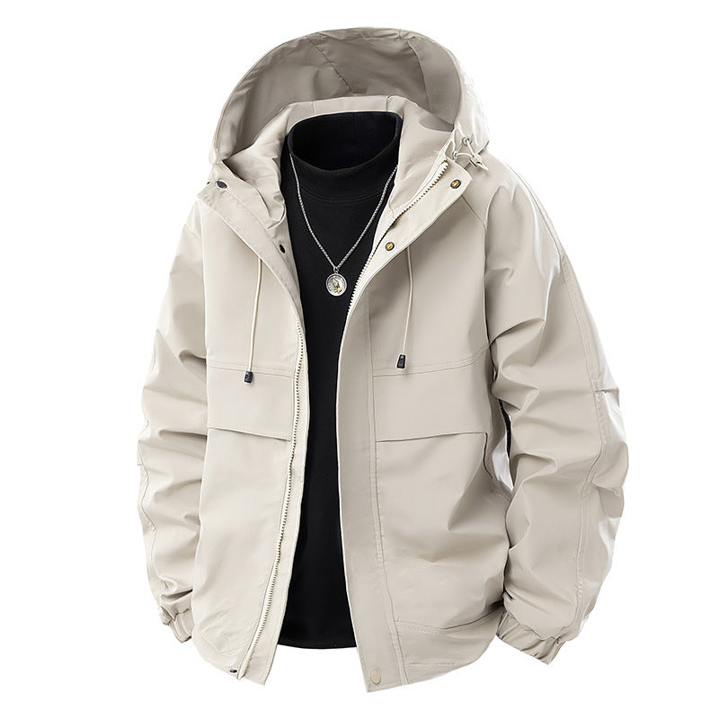 Męska Mwimalist Tech softshell parka z kapturem, ukrytym zamkiem i cargo kieszeniami na piersi
