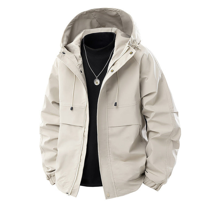 Męska Mwimalist Tech softshell parka z kapturem, ukrytym zamkiem i cargo kieszeniami na piersi