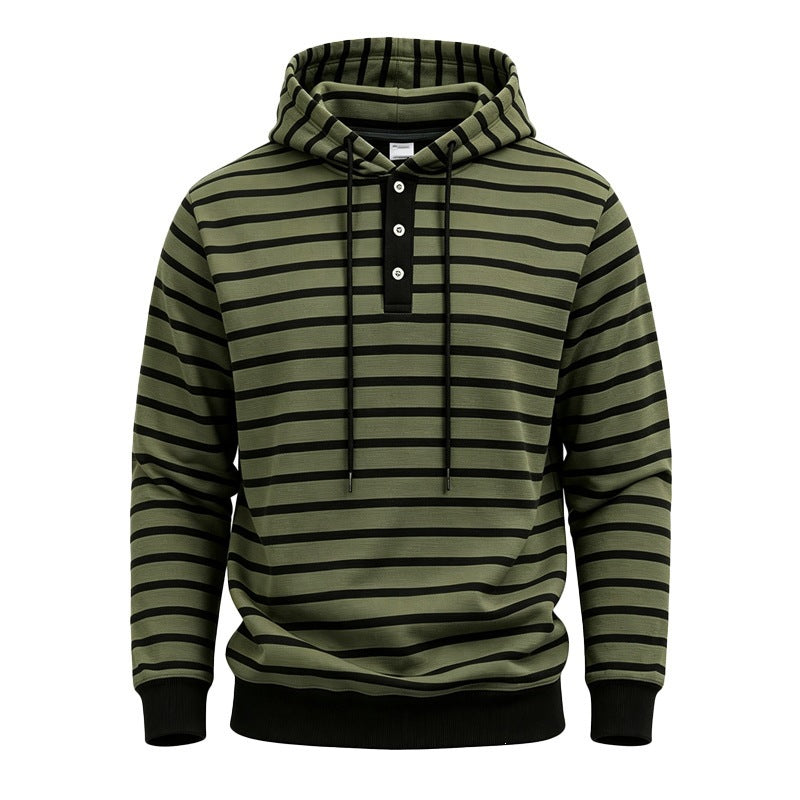 Męska z kapturem sweter z Listwa guzikowa i trendy stripe Wzór