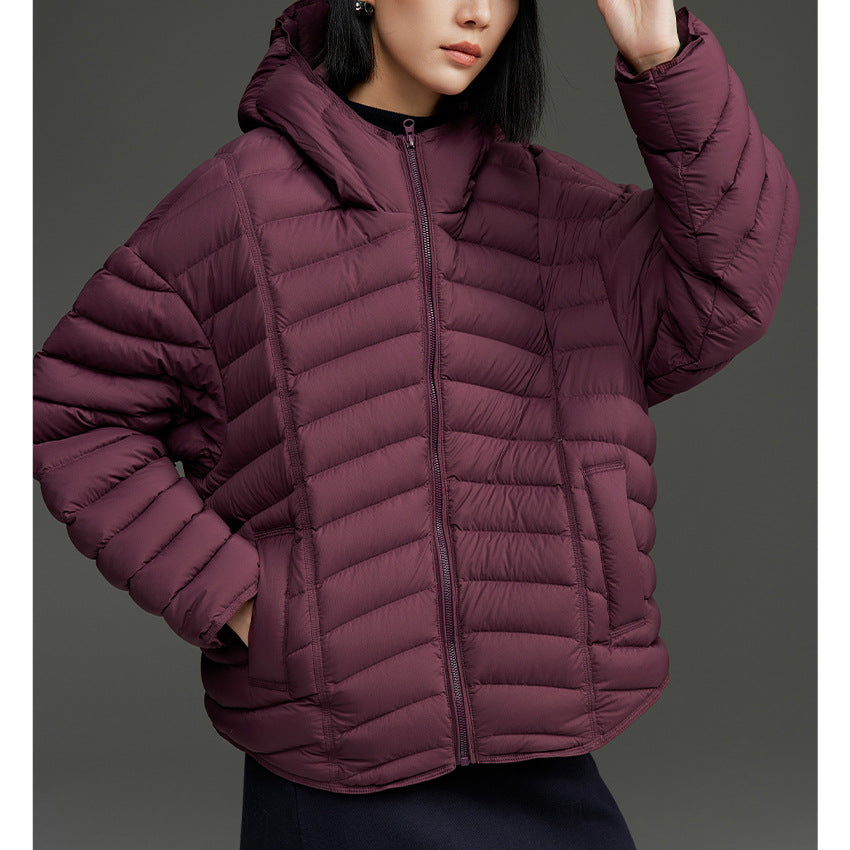Damska ultralekka pikowana Down kurtka z kapturem i Windproof Outer Shell Lumaza