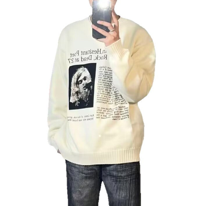 Męska Codzienny Oversize Sweter z Graficzny Print