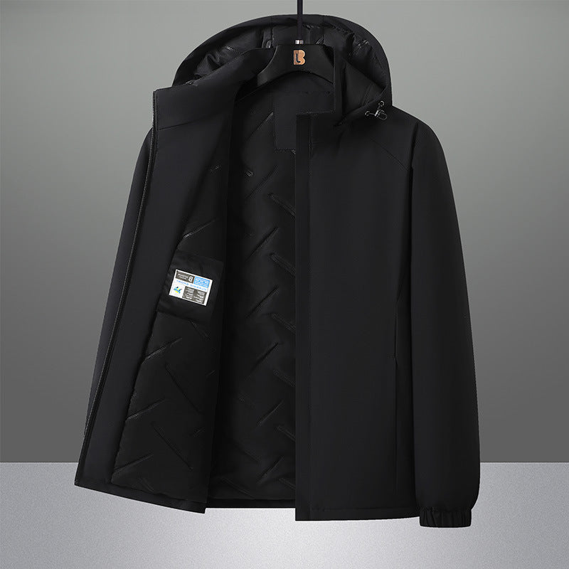 Męska wodoodporna miejski softshell kurtka z kapturem z lightly ocieplana pikowana Podszewka, ukryty zamek, i elastyczne mankiety