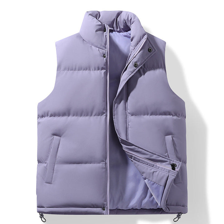Męski Pikowany Termiczny Puffer Kamizelka z High Stójka i Drawstring Dół