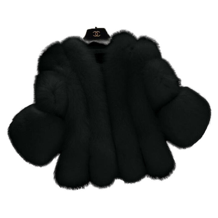 Damskie Fluffy Sztuczne futro Płaszcz z Szeroki Krój Rękawy