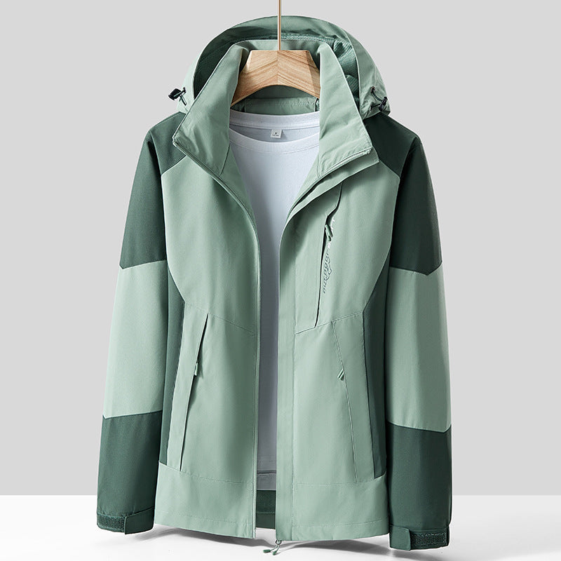 Unisex oddychająca softshellowa Outdoor kurtka in Colorblock Design z regulowanym Hood i Concealed Two-Way zamkiem błyskawicznym Lumaza