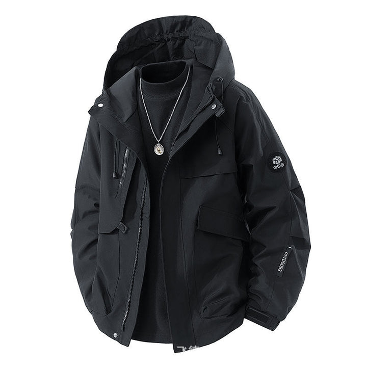 Męska Mwimalist miejski softshell parka z ukryty utility kieszeniami i regulowany kapturem