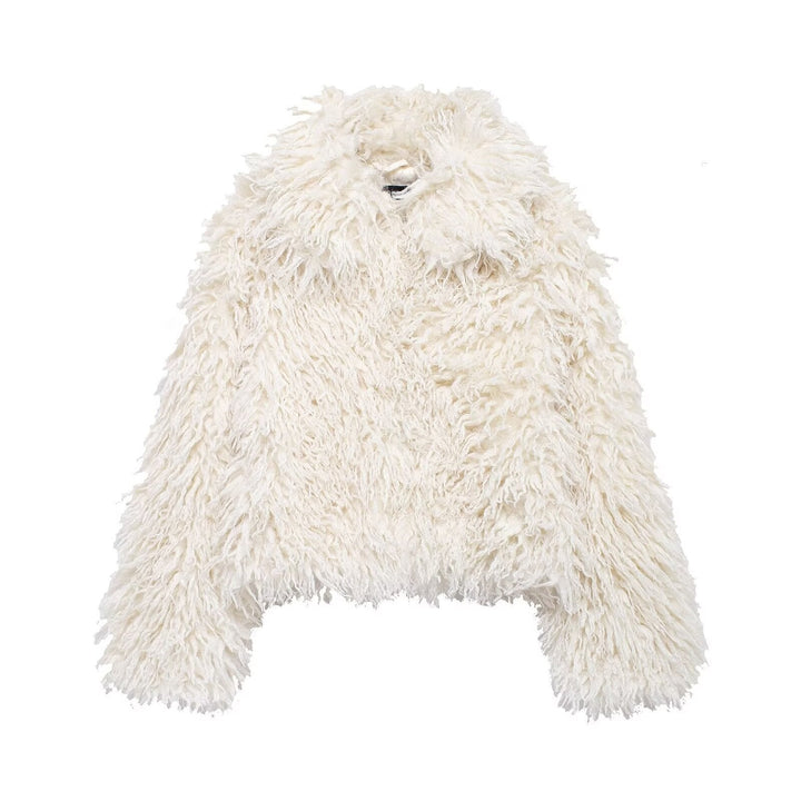 Damska krótka kurtka made of Faux Fur z długa-Pile Shag Structure Lumaza