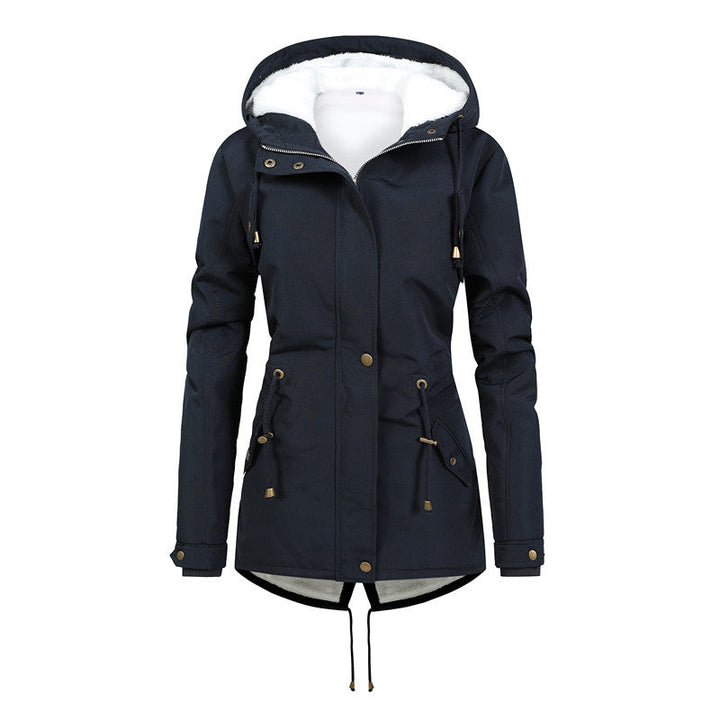 Damska Windproof Parka z polarowa Lining, taliowana Silhouette i ściągaczem Lumaza