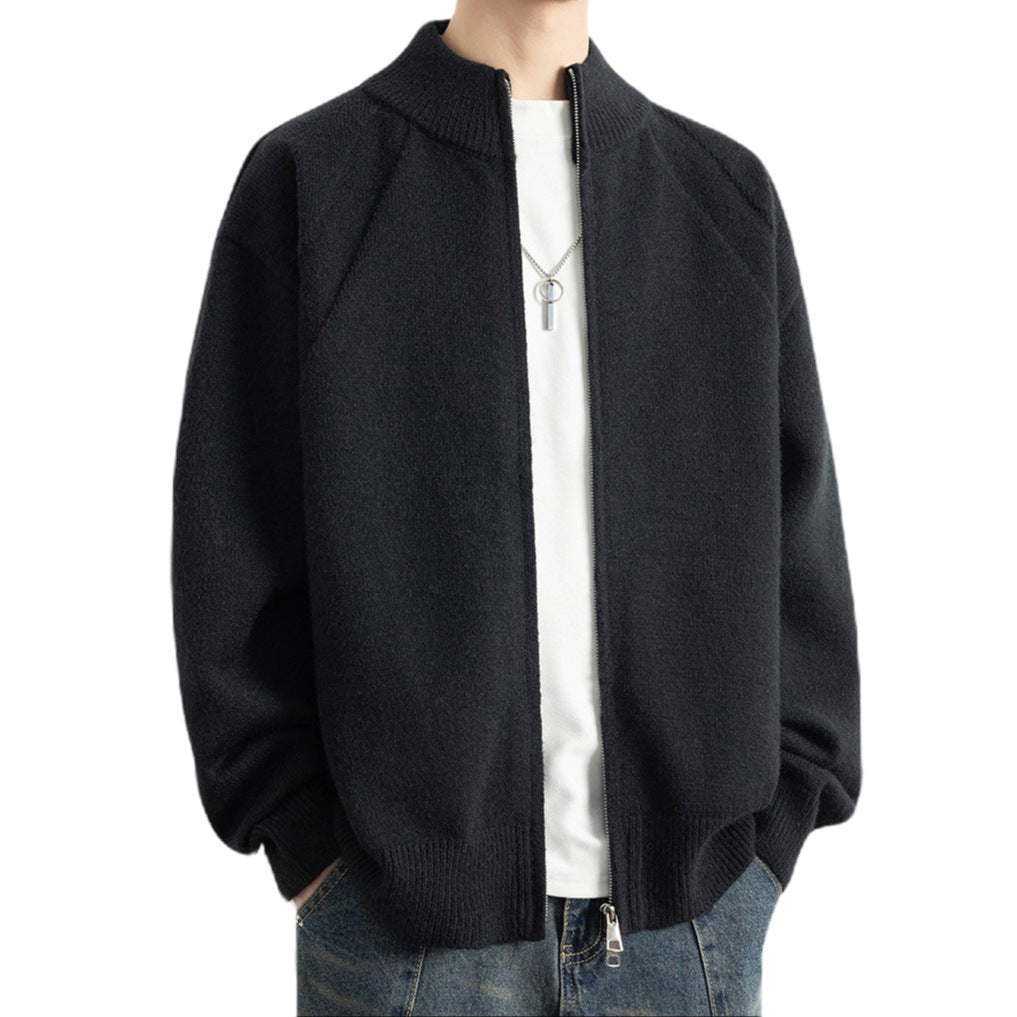 Męska Stylowy Zip-Up Kardigan
