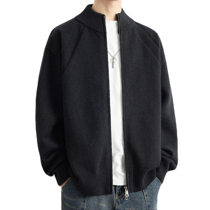 Męska Stylowy Zip-Up Kardigan