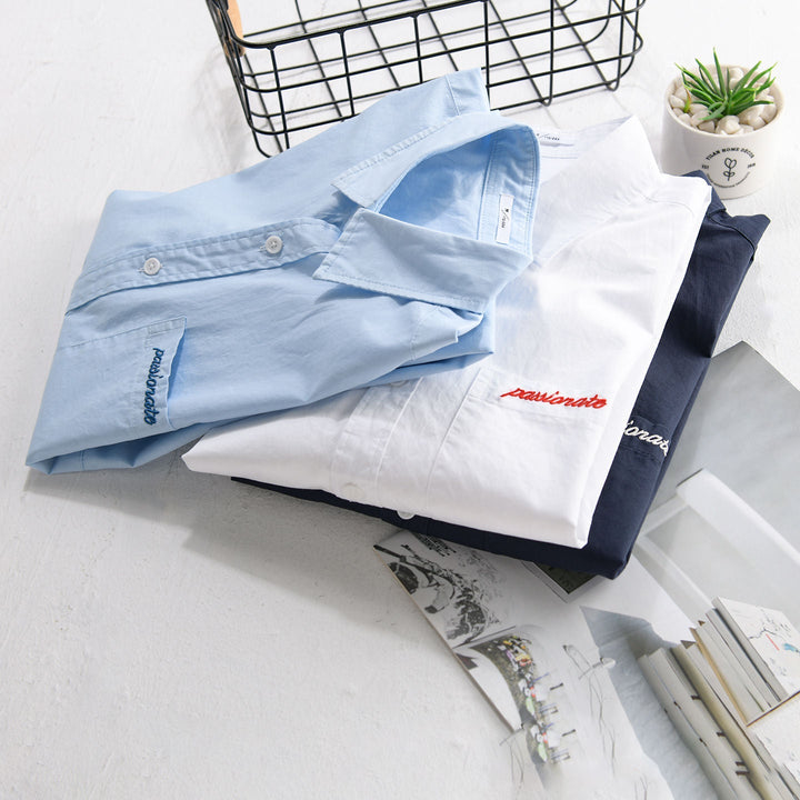 Męski Relaxed-Fit Bawełna Koszula wierzchnia z Embroidery on Kieszeń na piersi