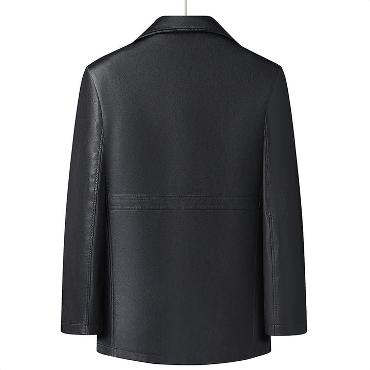 Męski Elegancki Imitacja skóry Krótki Płaszcz w Blazer Styl z Notched Lapel