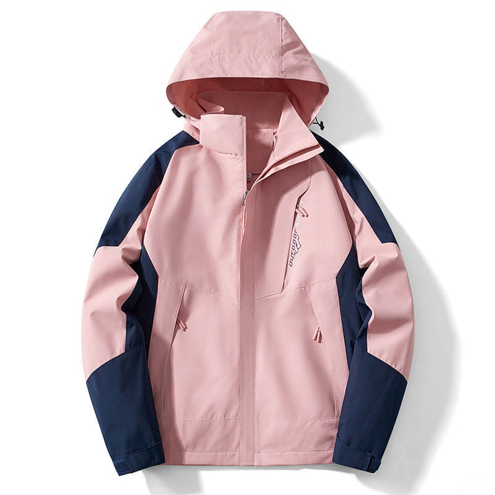 Męska Colorblock softshell Trekker kurtka z kapturem, ukrytym zamkiems i boczne kieszeniami