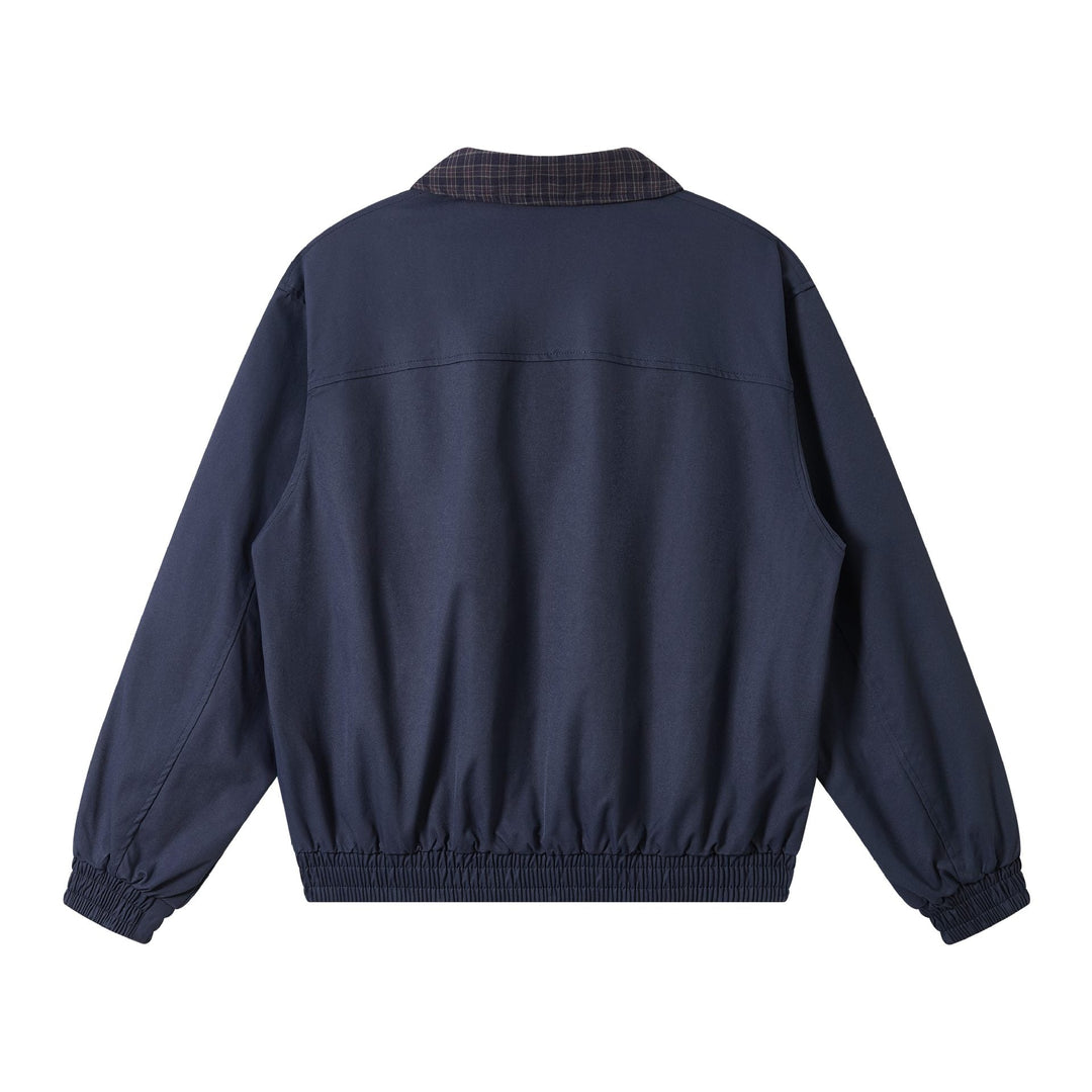 Męska Oversize Blouson kurtka z krata kołnierzem i kieszeniami z patkami