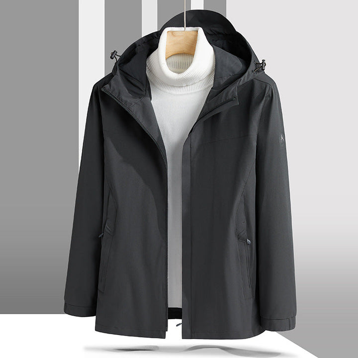 Męski Lekki Technical Kurtka softshell z Regulowany Kaptur i Minimalist Athletic Krój